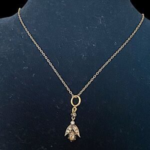 Vintage Black Gem Cabochon Gold Filled Necklace